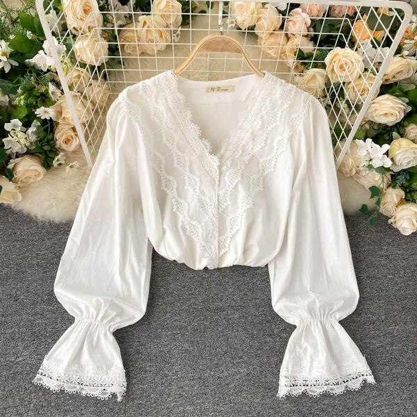 Naiste kaasaegne särk spitsikaela ja pitsiga