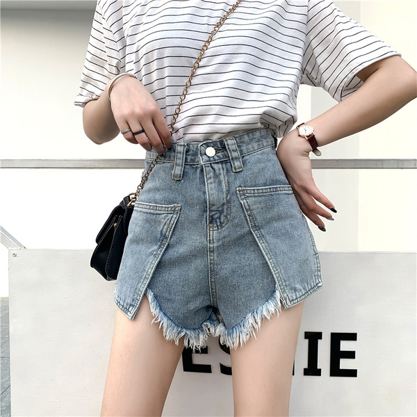 Moderni sieviešu šorti ar augstu vidukli no džinsa