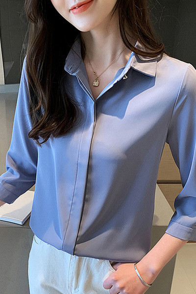 Sieviešu ikdienas krekls ar klasisku apkakli un 3/4 piedurknēm