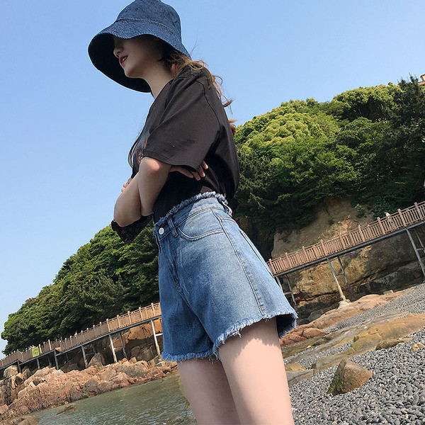 Új modell farmer rövidnadrág - magas derék