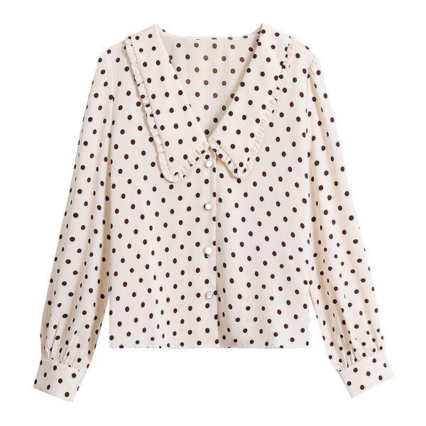 Ikdienas sieviešu krekls ar špica kakla izgriezumu un garām piedurknēm