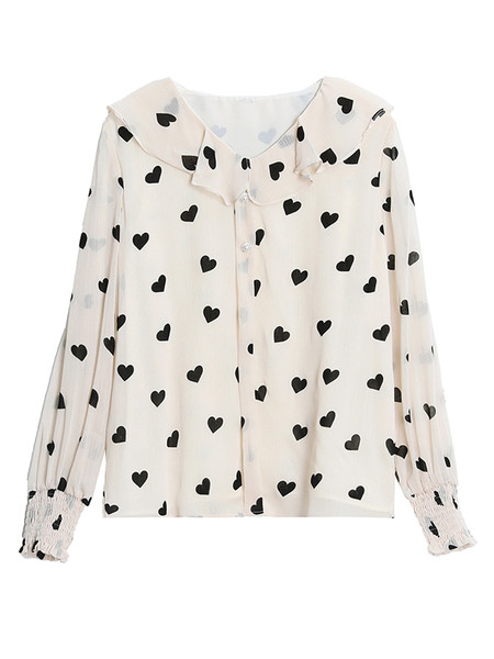 Hétköznapi női ing gombokkal és hosszú ujjú - széles modell