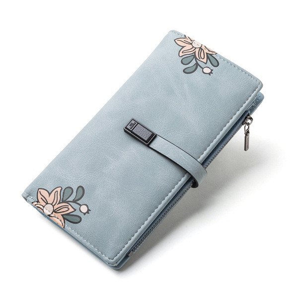 Eko bőrből készült női pénztárca virágokkal