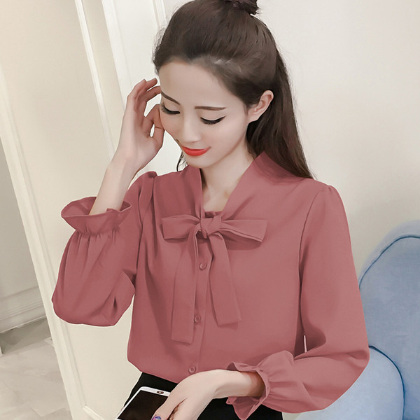 Ikdienas sieviešu krekls ar lenti un pogām četrās krāsās