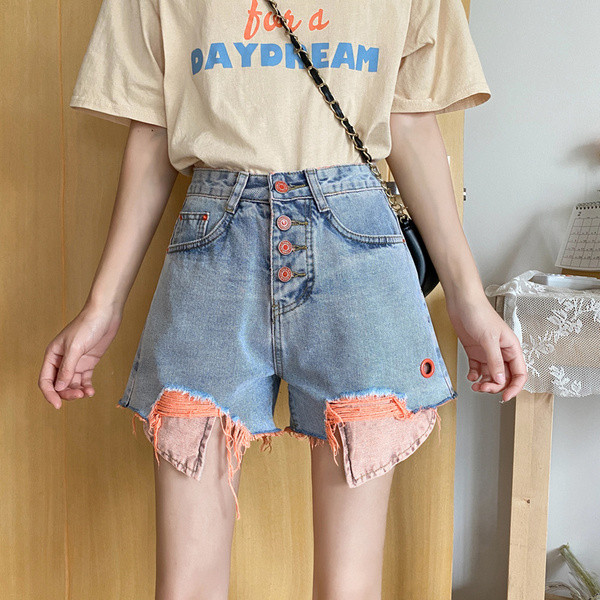 Rebenenud motiivide ja taskutega vabaaja naiste teksapüksid