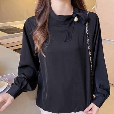 Cămașă casual de damă cu mâneci lungi și perle