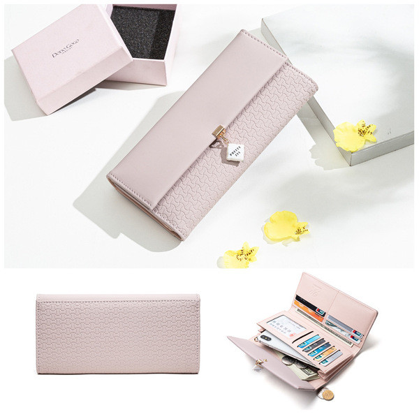 Eko bőrből készült női pénztárca fém rögzítéssel