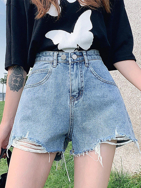 Rebenenud motiiviga vabaaja naiste teksapüksid