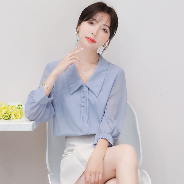 Új modell női ing, hosszú tüll ujjal