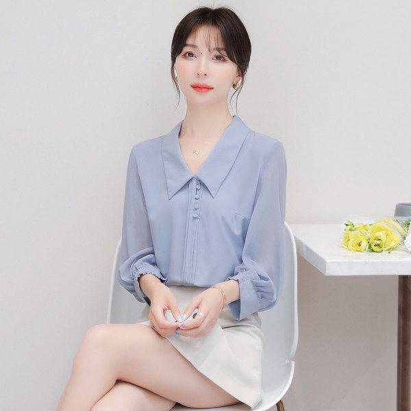 Új modell női ing, hosszú tüll ujjal