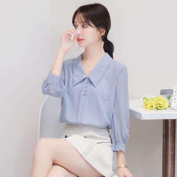 Új modell női ing, hosszú tüll ujjal