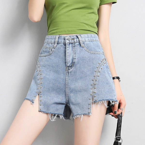 Ikdienas sieviešu šorti ar augstu vidukli un metāla elementiem