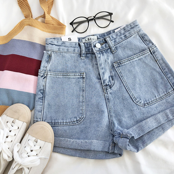 Új modell farmer rövidnadrág elülső zsebekkel