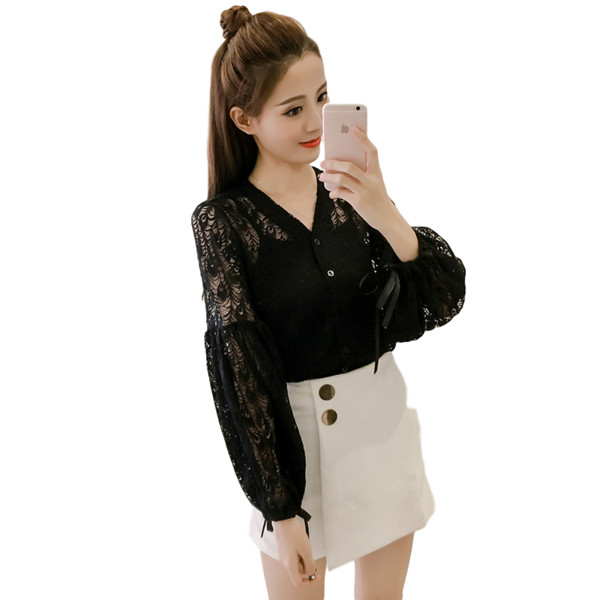 Alkalmi női csipkeing nyakkendővel és spitz nyakkivágással