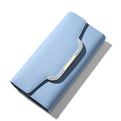 Eko bőrből készült női pénztárca fém rögzítéssel