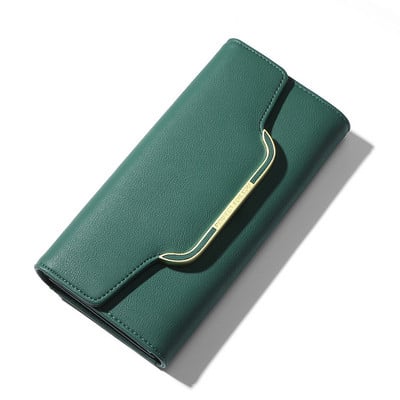 Eko bőrből készült női pénztárca fém rögzítéssel