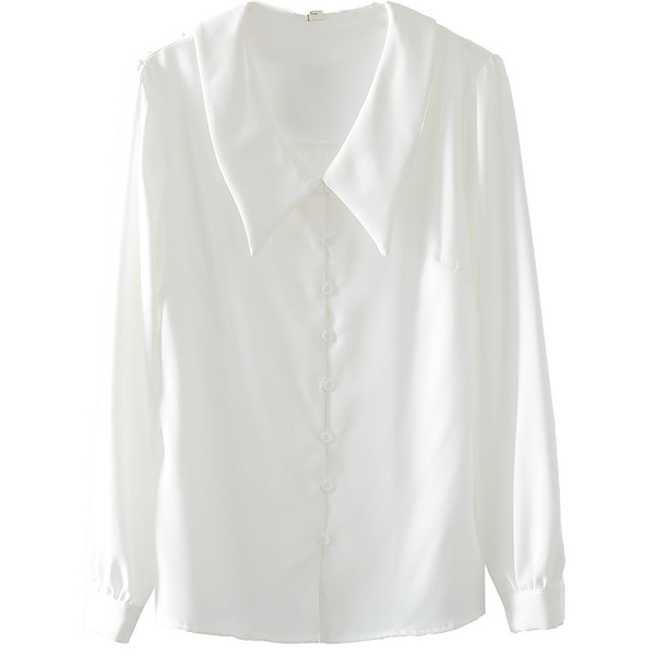 Cămașă modernă de damă - cu decolteu spitz și mâneci lungi