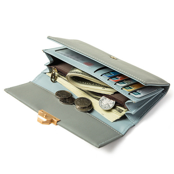 Moteriška odinė piniginė su metalo apdaila