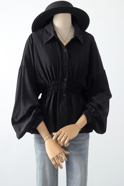 Új modell női ing - klasszikus gallérral és széles ujjakkal