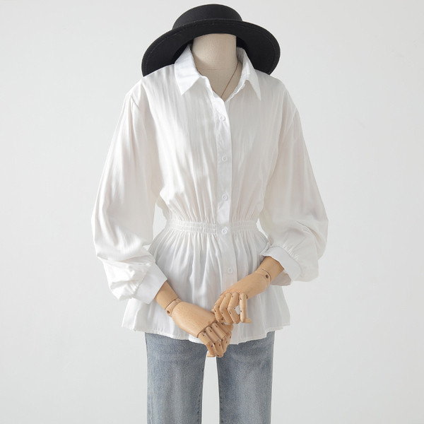 Új modell női ing - klasszikus gallérral és széles ujjakkal