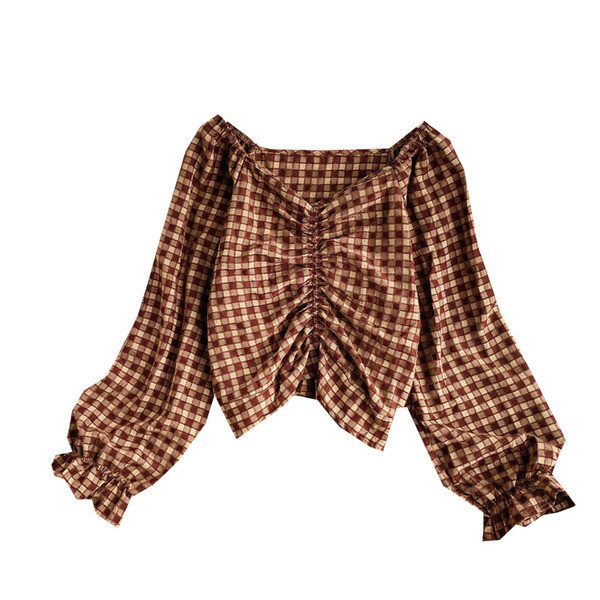 Ikdienas sieviešu rūtains krekls ar garām piedurknēm