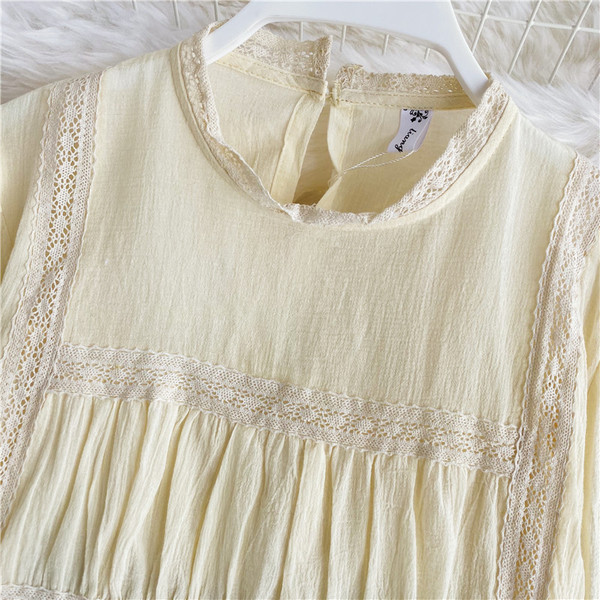 Cămașă casual de damă cu mâneci largi și guler înalt