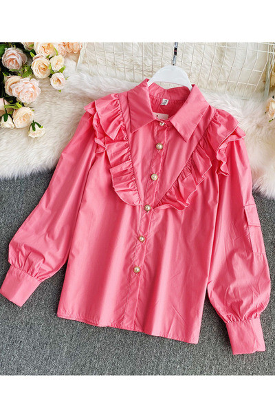 Klassikalise krae ja pikkade varrukatega vabaaja naiste särk mitmes värvitoonis