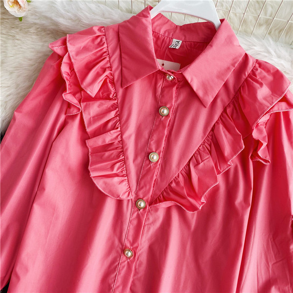 Klassikalise krae ja pikkade varrukatega vabaaja naiste särk mitmes värvitoonis