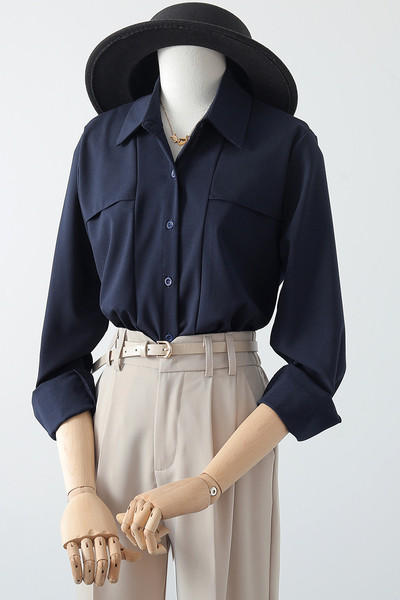 Alkalmi női ing - széles modell klasszikus gallérral