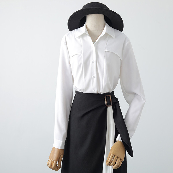 Alkalmi női ing - széles modell klasszikus gallérral