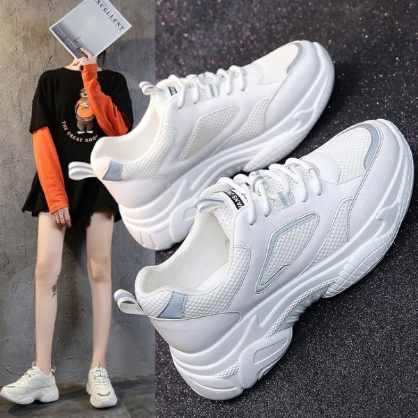 Casual γυναικεία αθλητικά παπούτσια με κορδόνια και παχιά σόλα