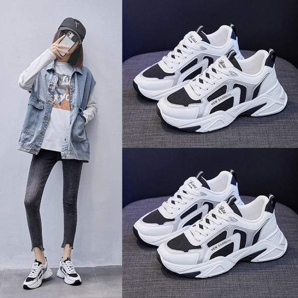 Sporty-casual γυναικεία αθλητικά παπούτσια με κορδόνια και τραχιά σόλα