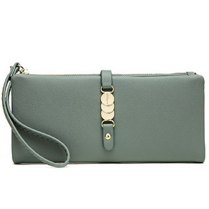 Sieviešu ādas maks ar metāla elementu