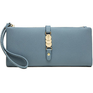 Sieviešu ādas maks ar metāla elementu