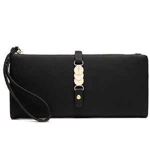 Sieviešu ādas maks ar metāla elementu