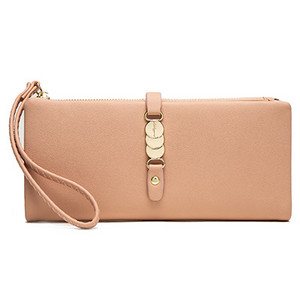 Sieviešu ādas maks ar metāla elementu