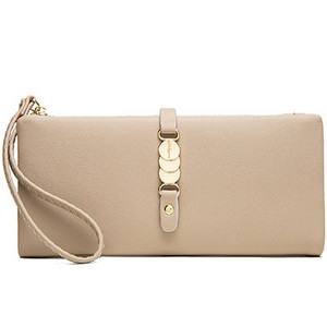 Sieviešu ādas maks ar metāla elementu