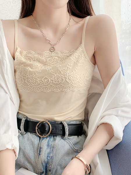 T-krekls ar mežģīnēm un plānām lencītēm vairākās krāsās