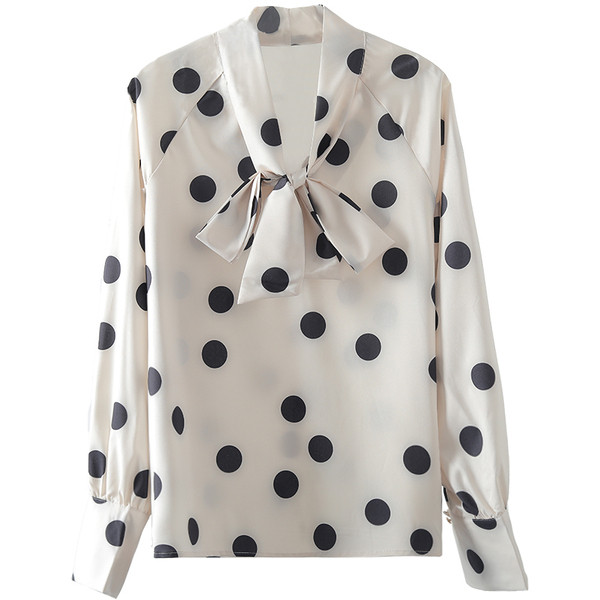 Jauna modeļa sieviešu krekls ar punktētu lentīti