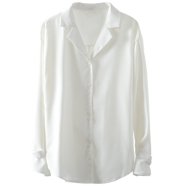 Μοντέρνο γυναικείο πουκάμισο με λαιμόκοψη και μακριά μανίκια