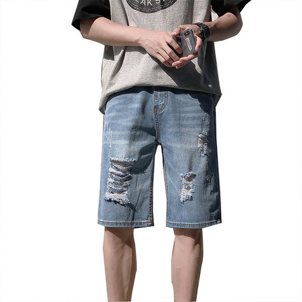 Ανδρικά τζιν 3/4 με σκισμένα μοτίβα