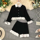 Ikdienas sieviešu komplekts no divām daļām melnā krāsā