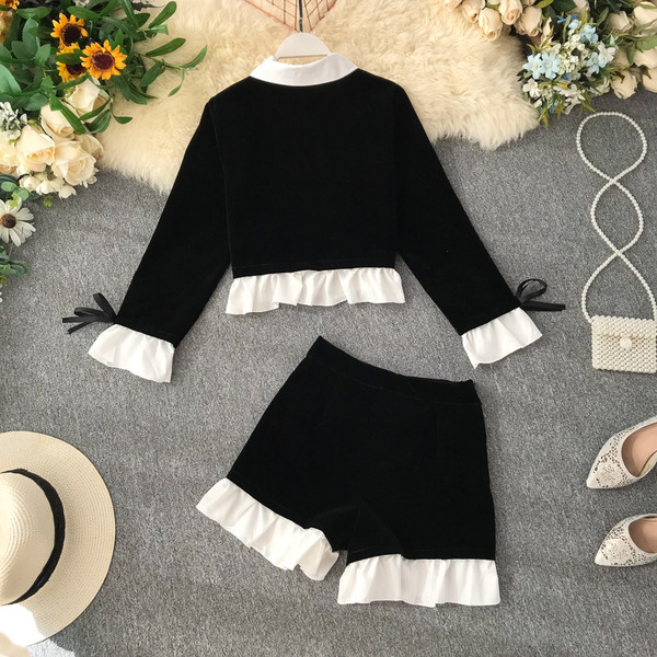 Ikdienas sieviešu komplekts no divām daļām melnā krāsā