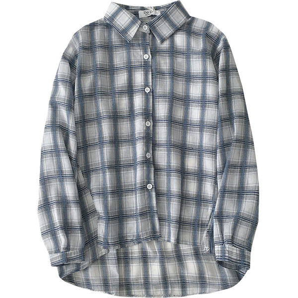 Kockás női ing gombokkal és hosszú ujjú