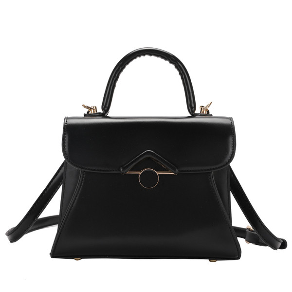 Eko bőrből készült alkalmi női táska hosszú és rövid füllel, fekete színben