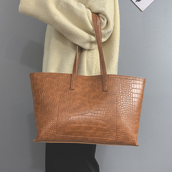 Casual γυναικεία τσάντα από οικολογικό δέρμα με κοντή λαβή - κλασικό μοντέλο