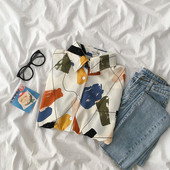 Színes női ing klasszikus gallérral és hosszú ujjal