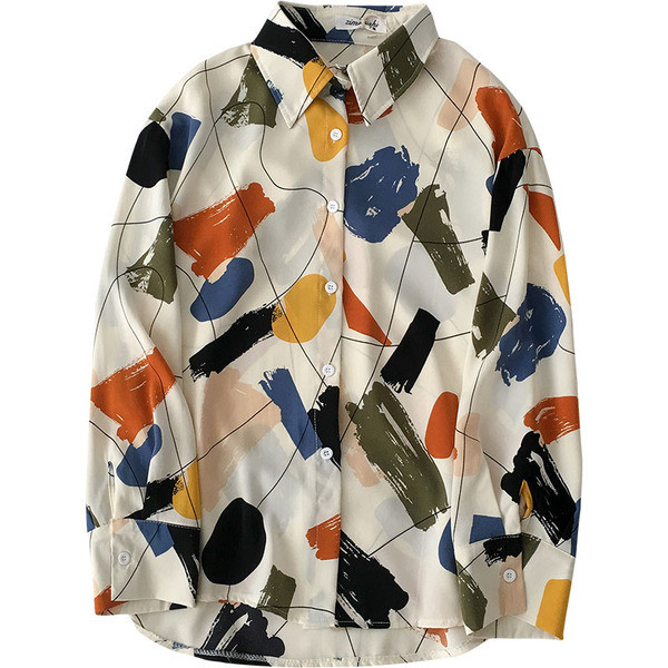 Színes női ing klasszikus gallérral és hosszú ujjal