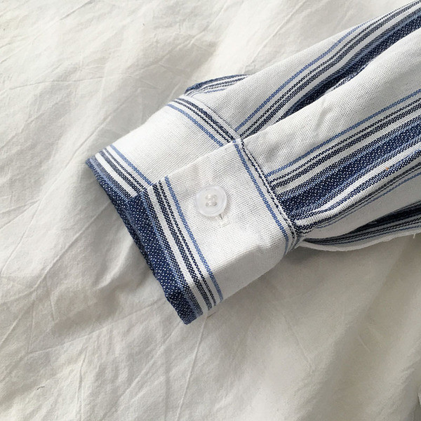 Ikdienas sieviešu svītrains krekls ar kabatu