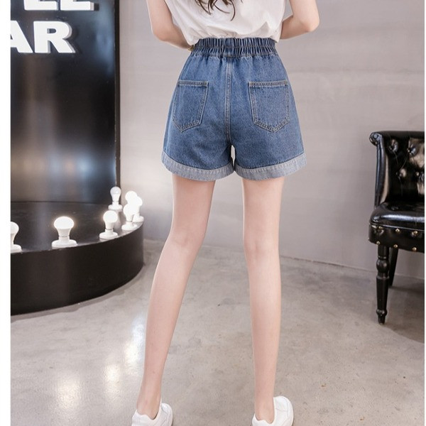 Elastse vöökoha ja tikandiga vabaaja naiste lühikesed püksid